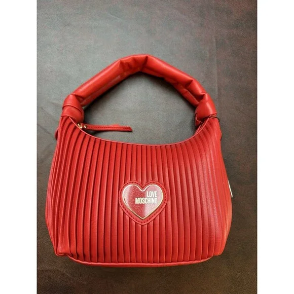 Love Moschino Red Hobo Bag Small New with Dust Bag Zip